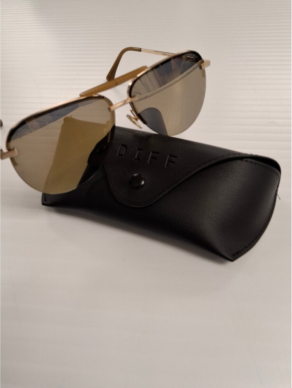 DIFF Gold Frame Aviator Sunglasses with Brown Gradient Lenses